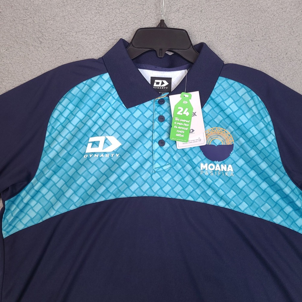 Dynasty Moana Pasifika Rugby Polo Shirt Mens XL Blue Performance Ecotek 2024 NWT